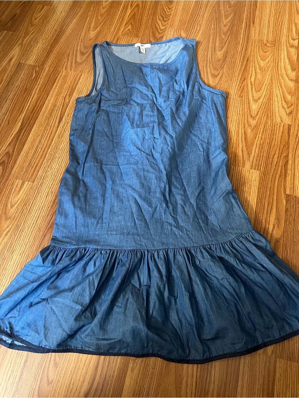 bp. Blue Sleeveless Denim-Style Drop-Waist Dress